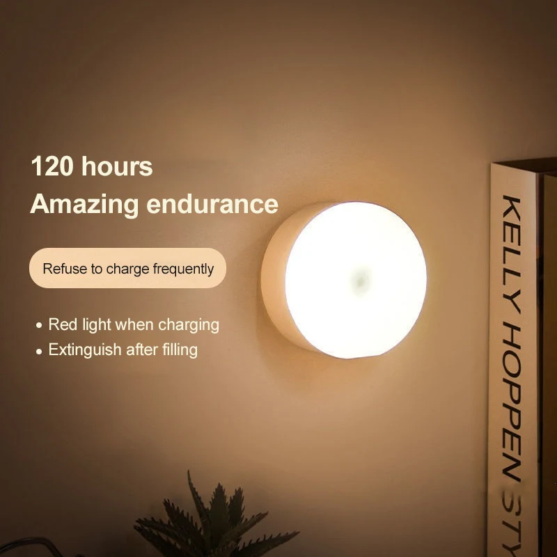 

Round Energy-saving Led Lamps 0.6w 3 Modes Bedroom Lamp Round Wall Lights Usb Rechargeable Room Decor Wireless Led Night Light