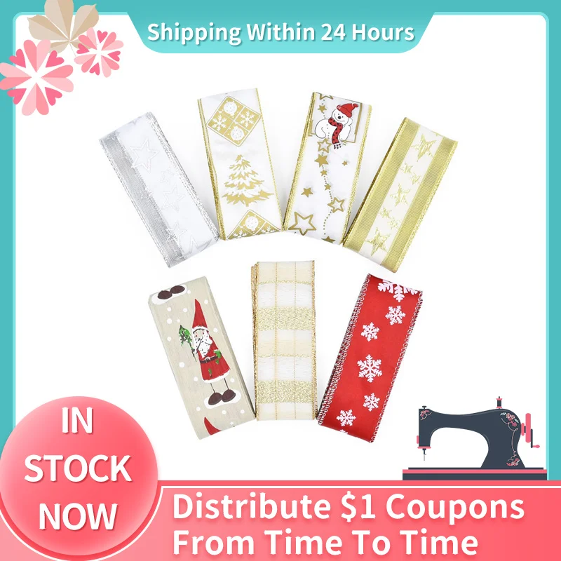 

2 Yards/Roll Christmas Organza Ribbon White Snowflake Printing Christmas Tree DIY Crafts Christmas Decoration Ribbon Wholesale