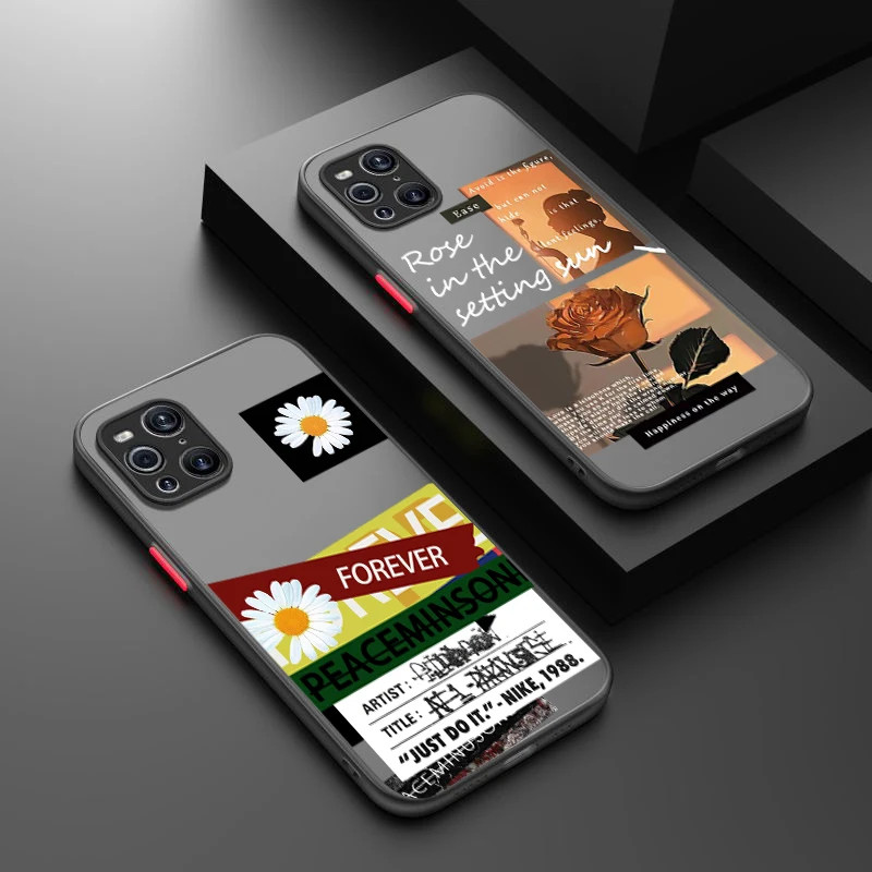 

Flower Label For OPPO Find X5 X3 Neo F21S F21 K10 Pro Lite TPU Shockproof Frosted Translucent Phone Case