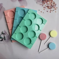 8 cavity round silicone lollipop candy mold homemade kids cake chocolate cookies mould baking pastry decorating tools