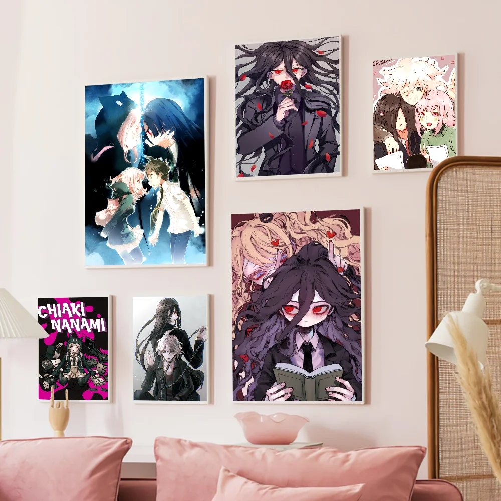 Danganronpa Kamukura Izuru X Nanami ChiaKi Anime Classic Movie Posters Vintage Room Bar Cafe Decor Stickers Wall Painting