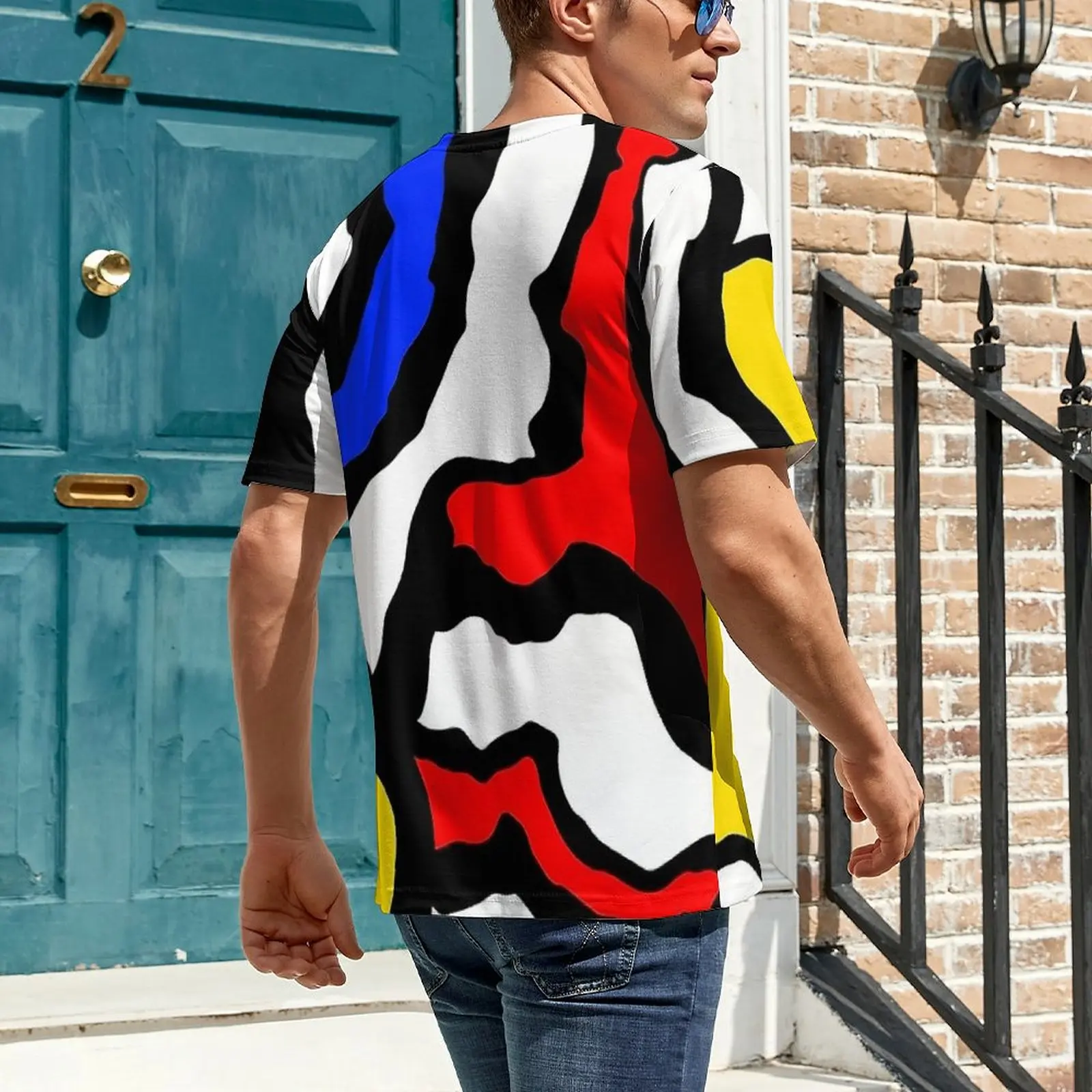 Футболка Mondrian в полоску красные желтые и синие новые футболки с короткими