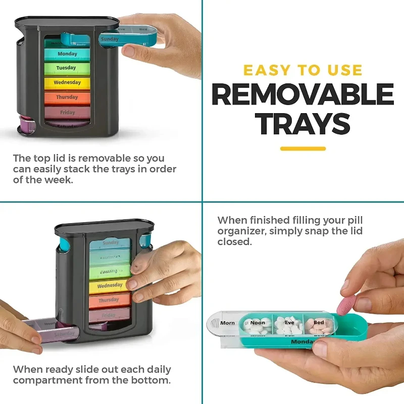 7-дневная медицинская коробка для таблеток 28 сеток еженедельный футляр хранения