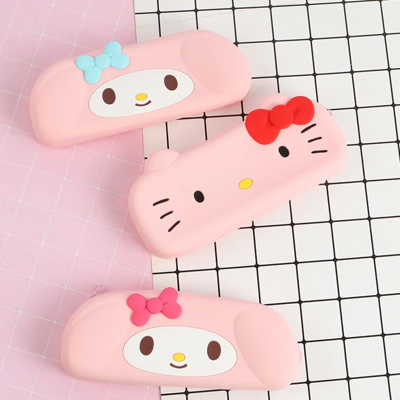 Силиконовый чехол Hello Kitty для карандашей милая форма сумка хранения большая