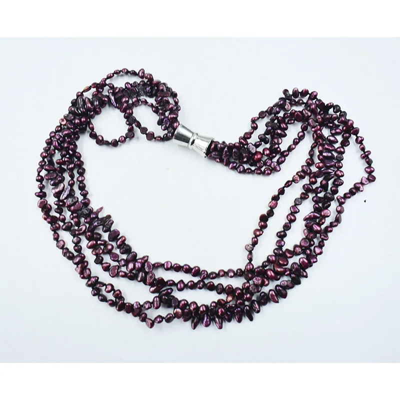 5 нитей из 3 мм винно-Красного Натурального пресноводного жемчуга ожерелье. Самые