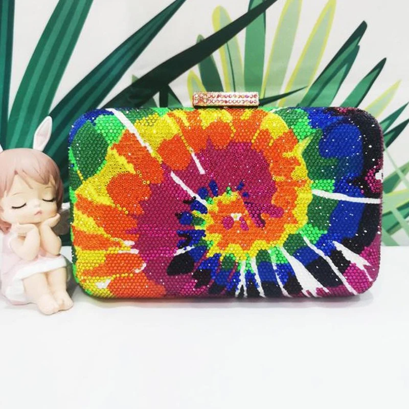 

Green/Red/Blue Multicolored Women Diamond Evening Clutch Party Purse Elegant Lady Mini Phone Chain Shoulder Minaudiere