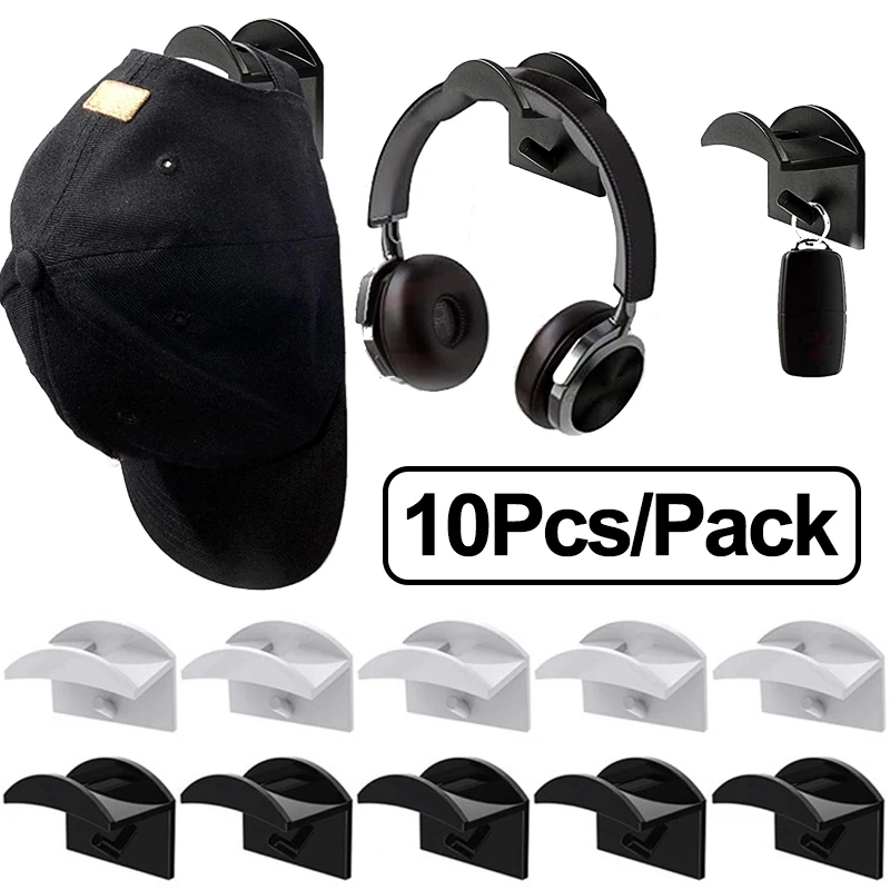 

10PCS Baseball Hats Rack Sticky Wall Mounted Cap Hook Nail Free Paste Hanger Clothes Keys Bags Necklace Hooks Door Closet Holder