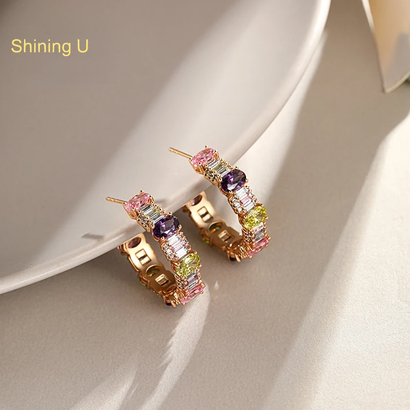 

Shining U Colour Synthetic Jewelry New in Stud Earrings for Women Fashion Party Gift