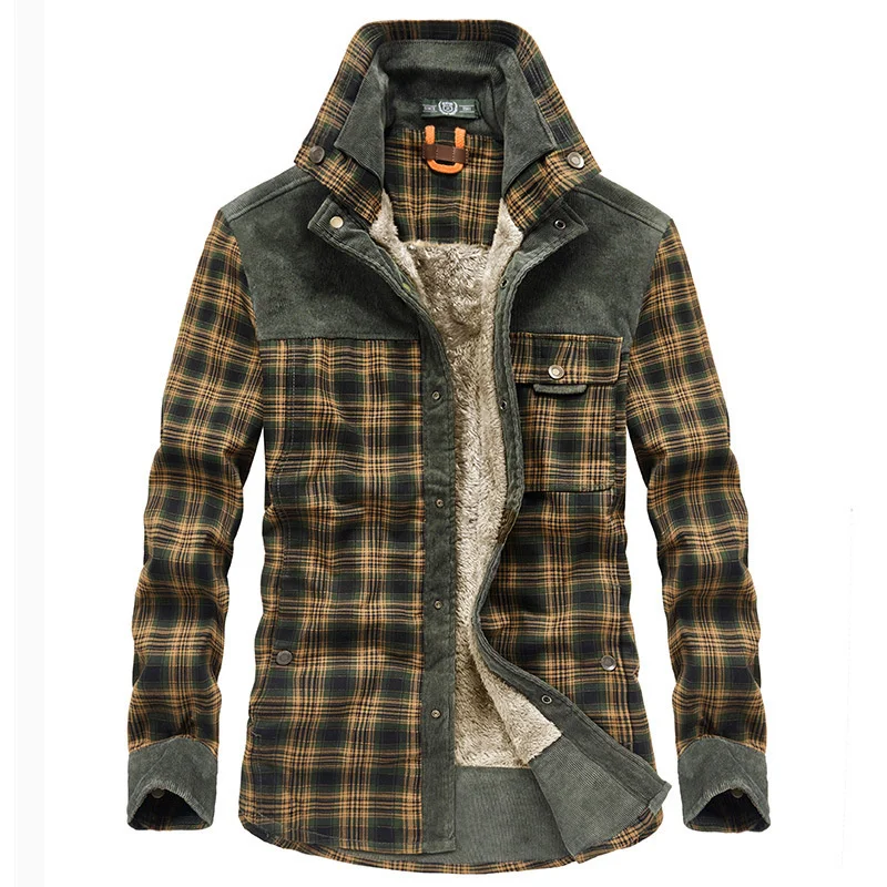 2021 Explosive New Brand Men's Winter Plaid Jackets Thick Cotton Warm Long-sleeved Coats Clothing Europeam American Jacket Men