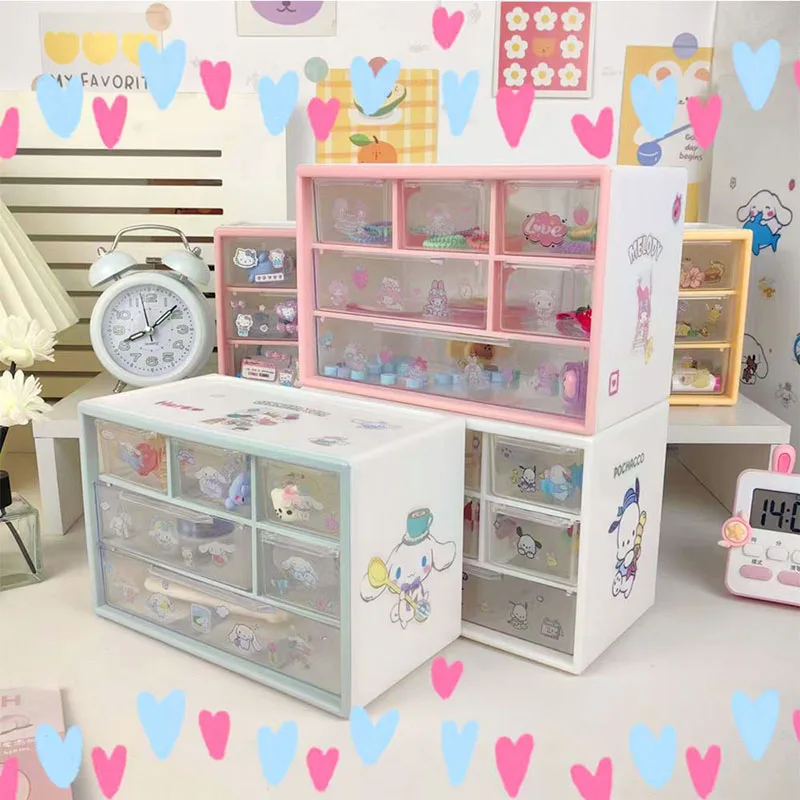 

Kawaii Sanrio мультфильм Hellokittyed Kuromi My Melody Cinnamonroll почтовый ящик для хранения студенческий Рабочий стол многофункциональное общежитие