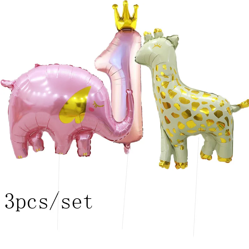 3 шт./компл. милый фольгированный воздушный шар в виде жирафа слона леопарда