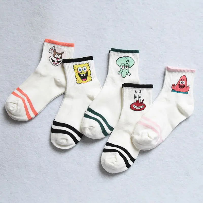 

Anime SpongeBob SquarePants Socks Cartoon Squidward Tentacles Cute Women's Socks High Quality Funny Sports Long Socks Men