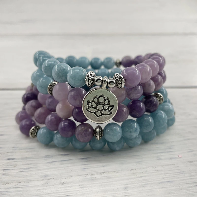 

Браслет с подвеской в виде лотоса для женщин и девушек, 108 бусин