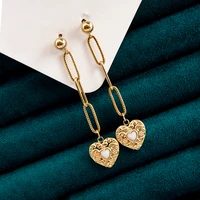 euramerican style heart dangle earrings for women girls trendy natural stone inlay star evil eye pendants earrings jewelry gifts