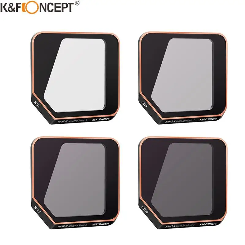 K&F Concept DJI Mavic 3 Camera Lens Filters ND4 ND8 ND16 ND32 ND64 ND128 ND256 ND512 4pcs Filter kits for DJI Mavic 3