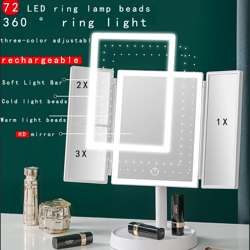 

72 LED Light Makeup Mirror With Light Vanity Mirrors for Bedroom Bright Magnifying Mirror With Led Cosmetics Dressing Table