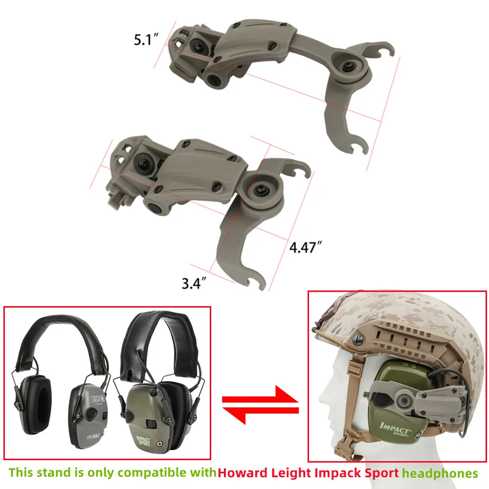 Tactical Headset ARC Rail Adapter Tactical Helmet for Howard leight Impact Sport Airsoft Hunting Shooting Sport Headphone