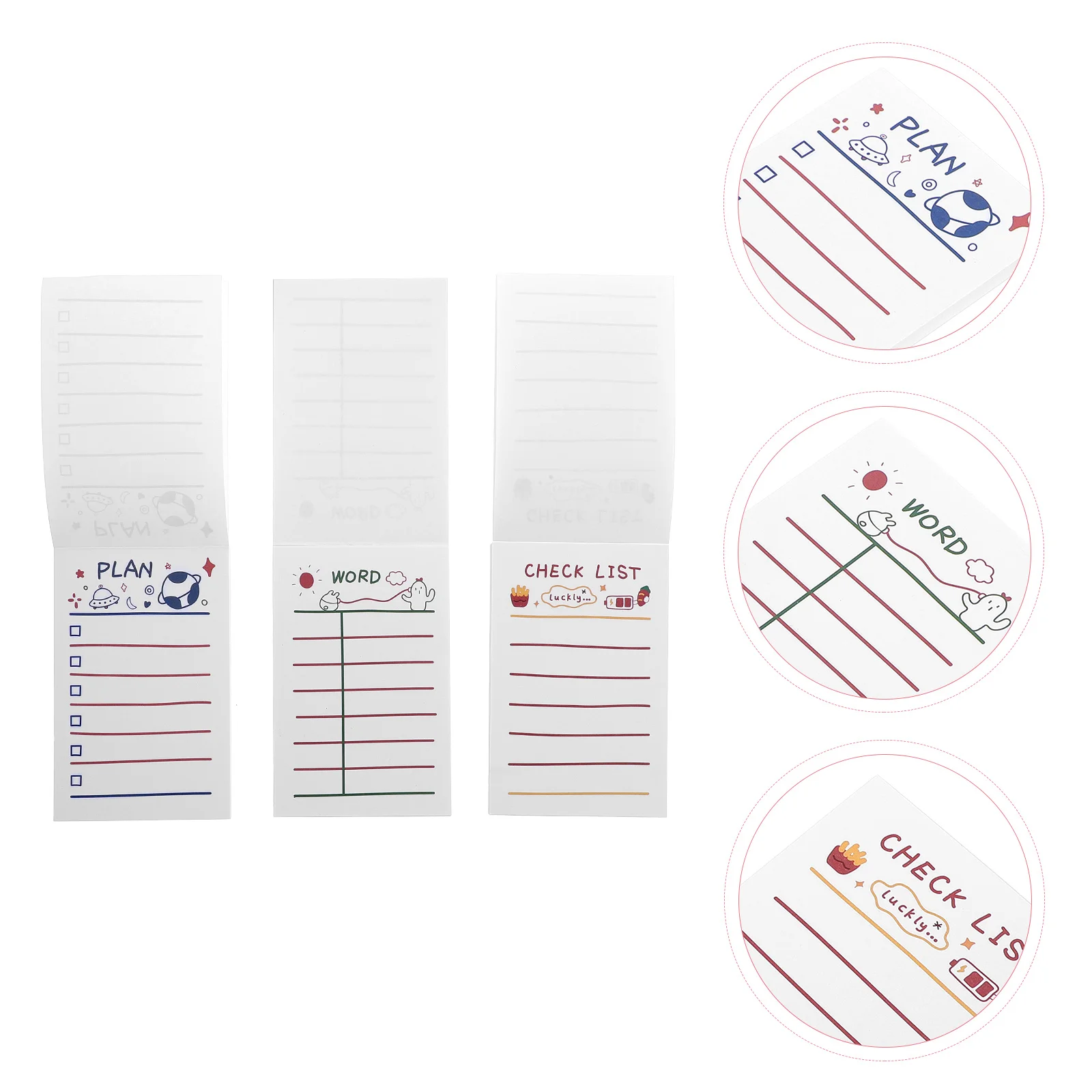 

3pcs Portable Note Pads Time Management Notepads Simple Notepads for Students