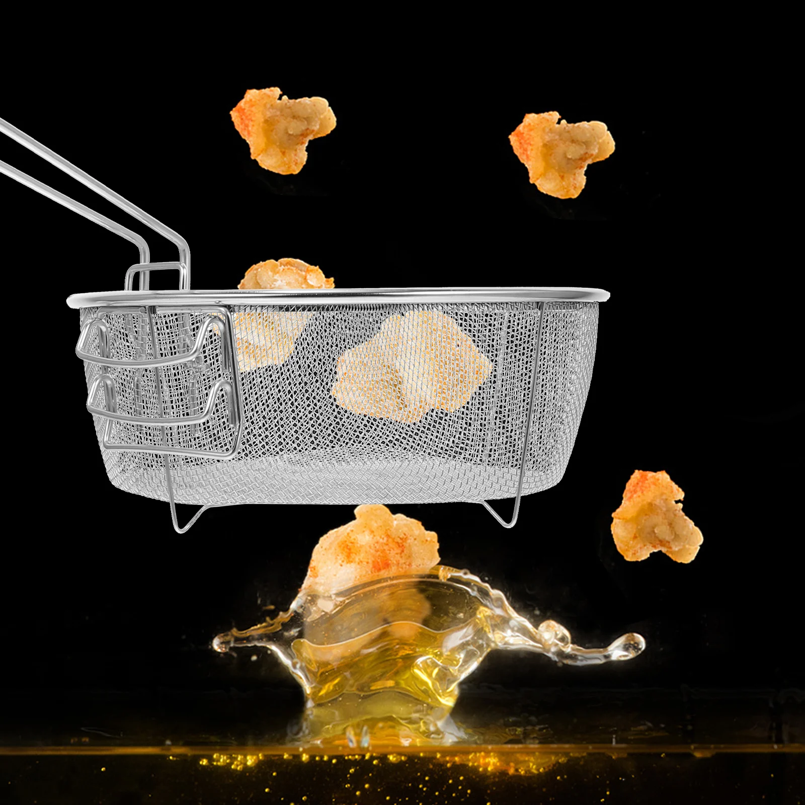 

Basket Fry Frying Fryer Deep French Handle Strainer Fries Steel Stainless Baskets Wire Round Skimmer Mesh Fried Holder Cooking