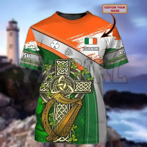 Лето 2022, модная мужская футболка, персонализированные футболки с 3D-принтом ирландского и ирландского Креста, футболки, футболки унисекс