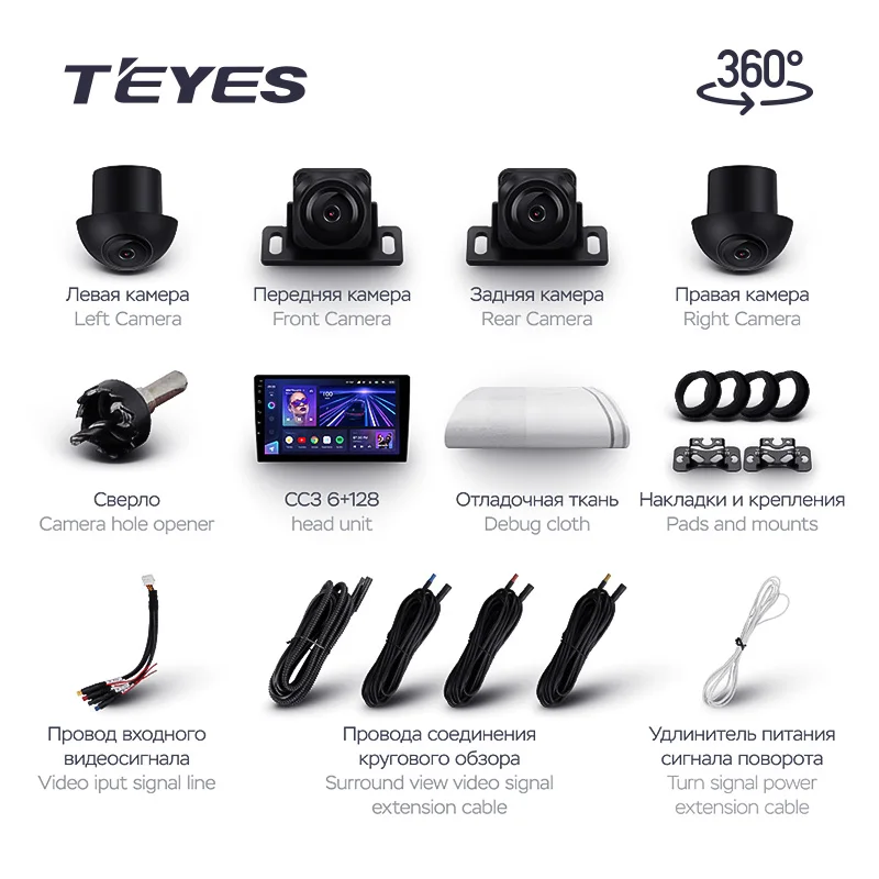 TEYES Тиайс 360 ° панорамная камера объемного вида 3D 360 камера ...