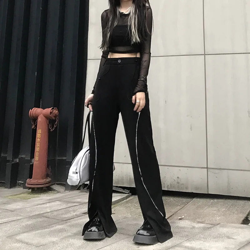 

Spring Summer Fashionable Loose High Waist Straight Leg Pants Chain Wide Leg Trousers For Ladies