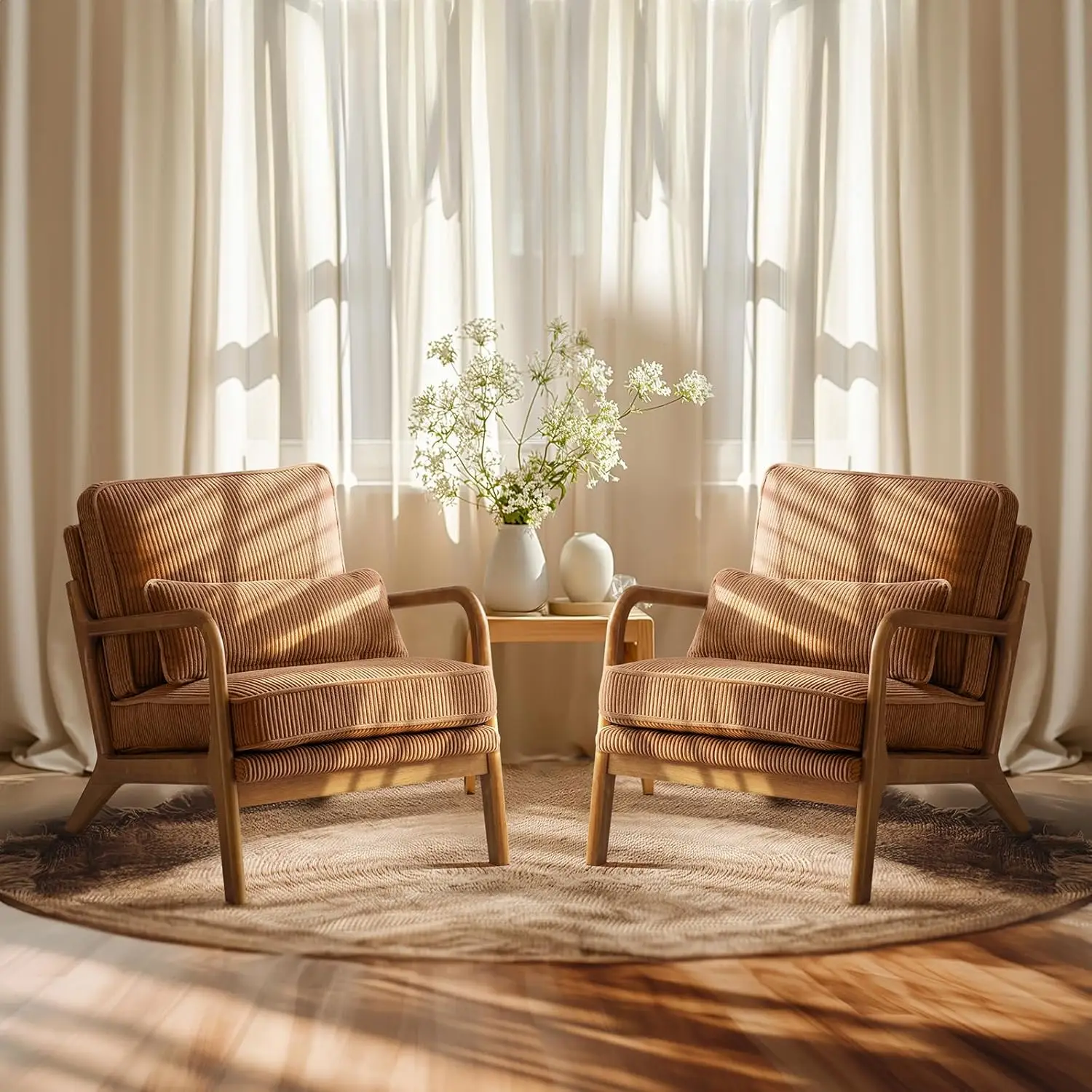 Модернизированный комплект вельветовых стульев премиум-класса с акцентом из 2