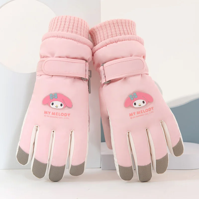 Детские лыжные перчатки Kuromi с пятью пальцами утолщенные защитные Sanrios от холода