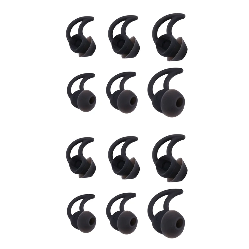 

NEW-12Pcs Replace Noise Isolation Ears With Extract Layer Comfort Ears For Bose Ear Tips Qc20 Qc20i QC30 Sie2 IE2 Ie3 Black