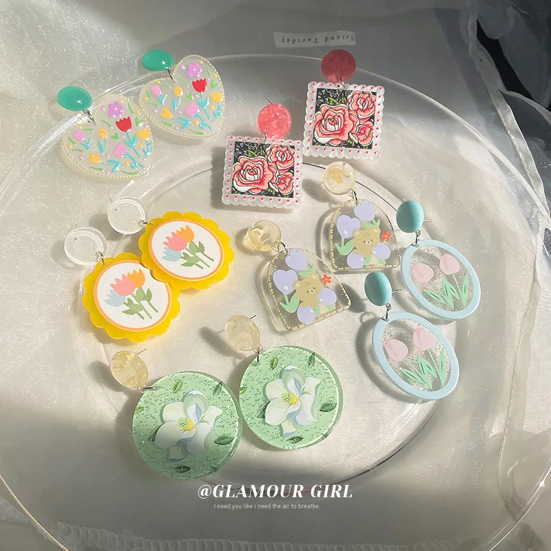 

Flower Stud Earrings for Women Flower Earring 2022 New Modern Korean Fashion Cute Teens Girl Party Jewelry Accessories