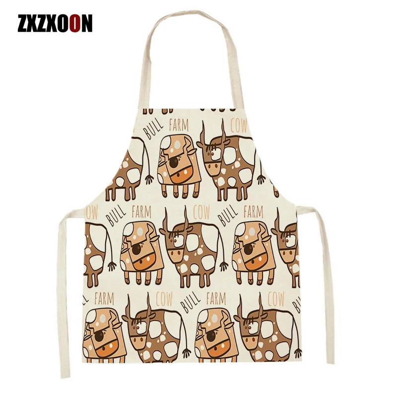 

Women Men Cute Animal Cattle Sheep Lion Pattern Kitchen Aprons Cleaning Tool Cookng Baking Accessories Waist Bib Delantal Cocina