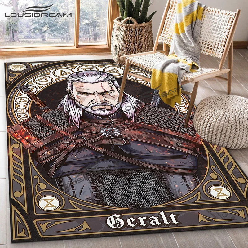 

The Witcher Game Film and Television Rug Bedroom Decor Flannel Rug Living Room Kitchen Anti-slip Door Mat Picnic Campground Mat