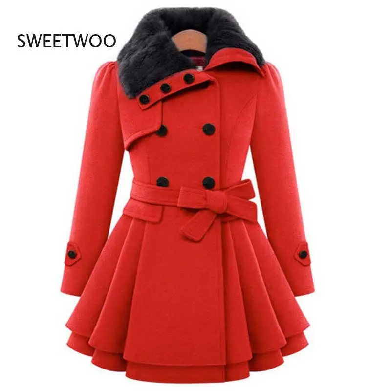 

2022 New Slim Fit Mid Length Thick Warm Coat for Women Turndown Collar Solid Color Simple Elegant Plush Coats Female