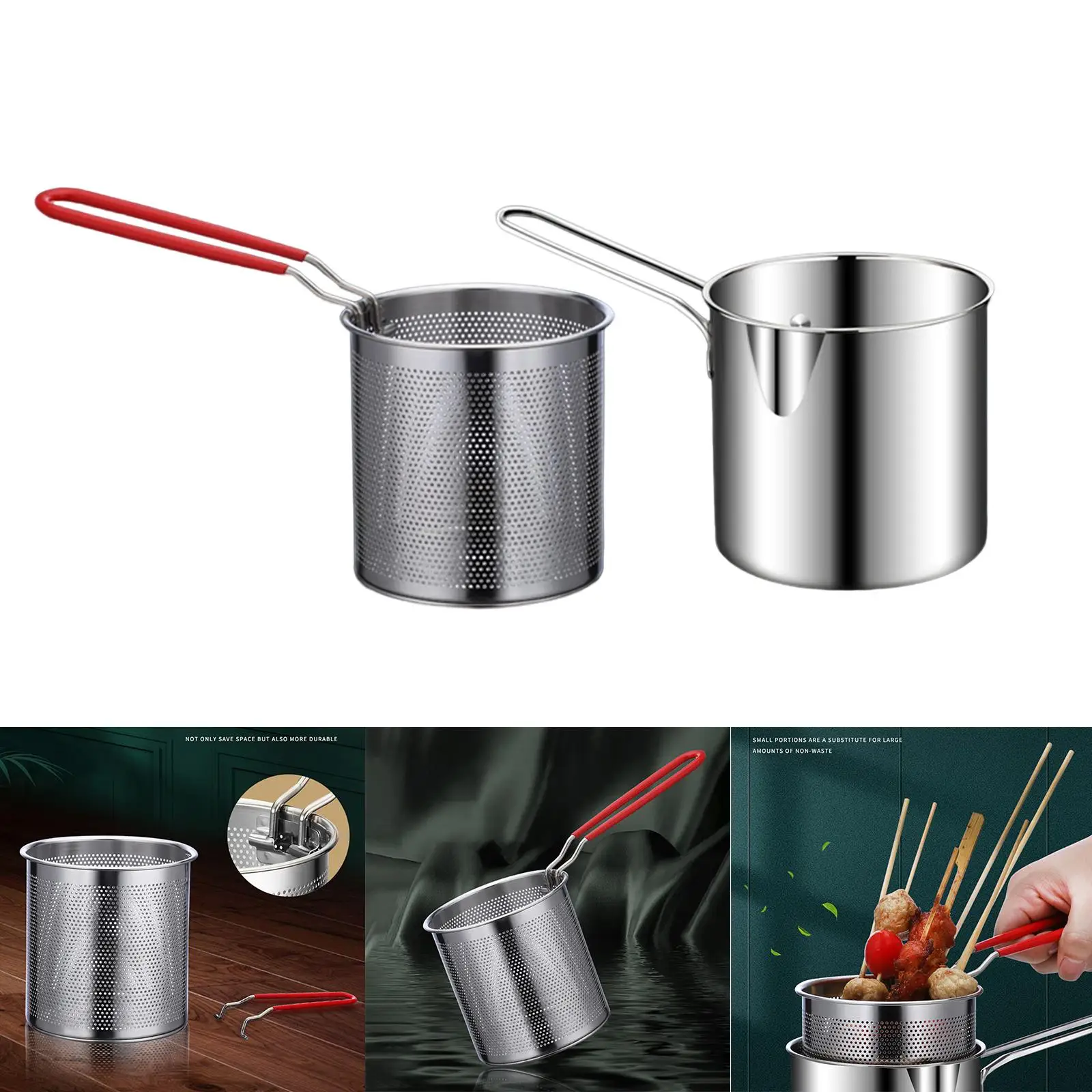 Frying Pot Basket Pot Deep Fryingsteel Stainless Fish Strain
