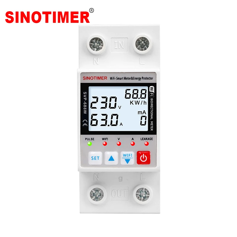 Новый дизайн, умный автоматический выключатель TUYA WIFI, фотоэлектрический двунаправленный измерительный прибор, защита от утечки, тока, напряжения, кВтч