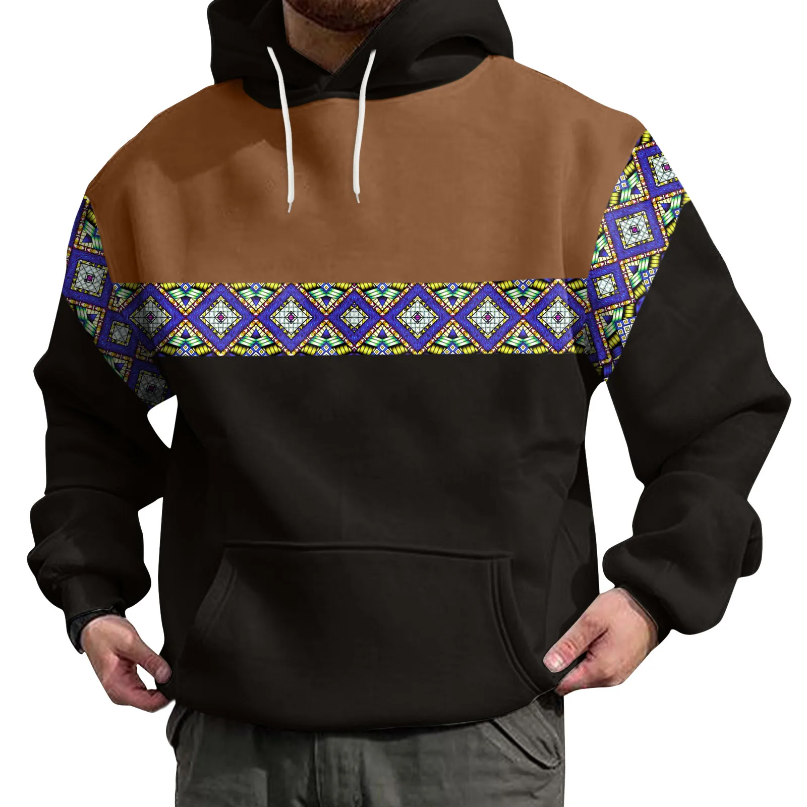 

Men Winter Spring Casual O Neck Long Sleeve 3D Printed Hooded Sweatshirt Top Blouse