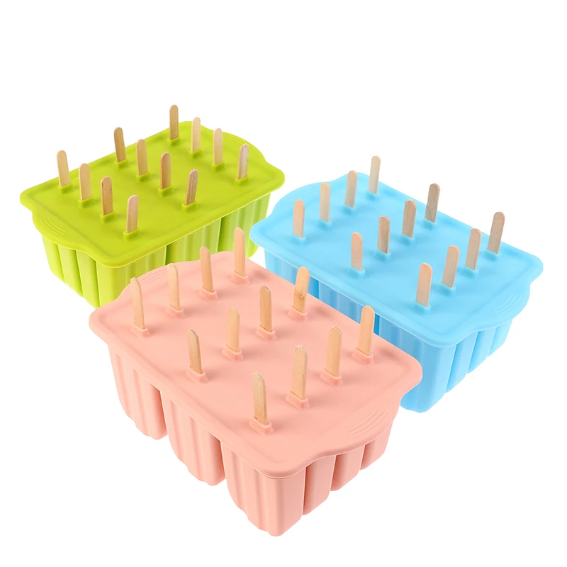 

1Pc 12 Even Ice Cream Mold Popsicle Mold Silicone Ice Cream Mold With Lid DIY Popsicle Box Lollipop Mold Dessert Ice Cube Tray