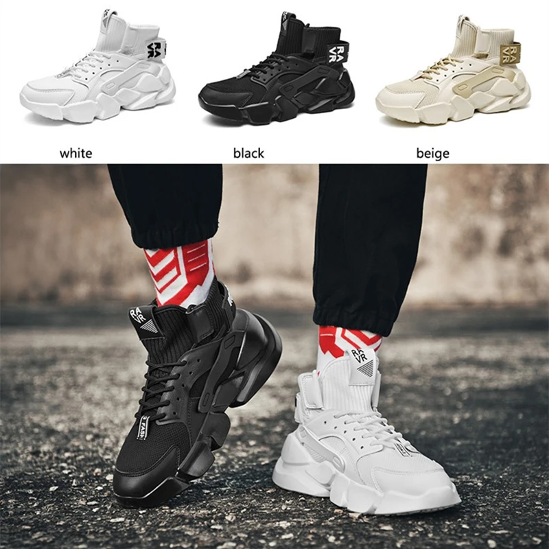 2022 Autumn New High-top Men's Sneaker Chunky Beige Sport Shoes Heighten Fashion Casual Plus Size Zapatillas Damping Tennis Shoe