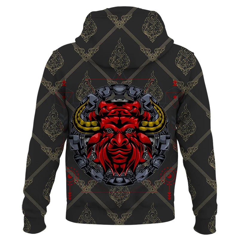 Новые повседневные толстовки с абстрактным рисунком дьявола Детские и мужские