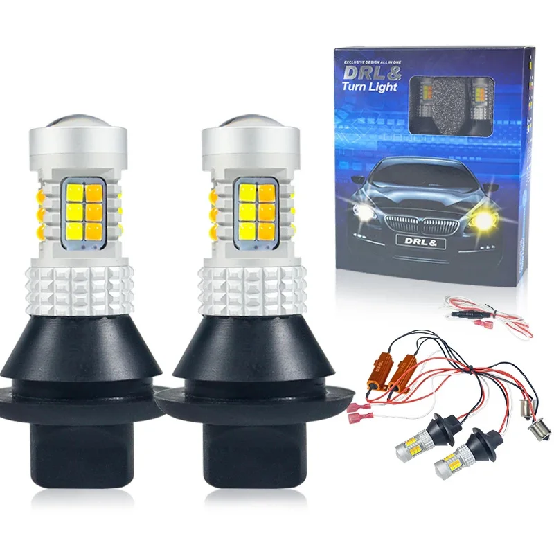 

2 Pieces Dual Mode Daytime Running Light And DRL Turn Signal All in One With Canbus ba15s BAU15S 1156 p21w s25 T20 W21W 7440