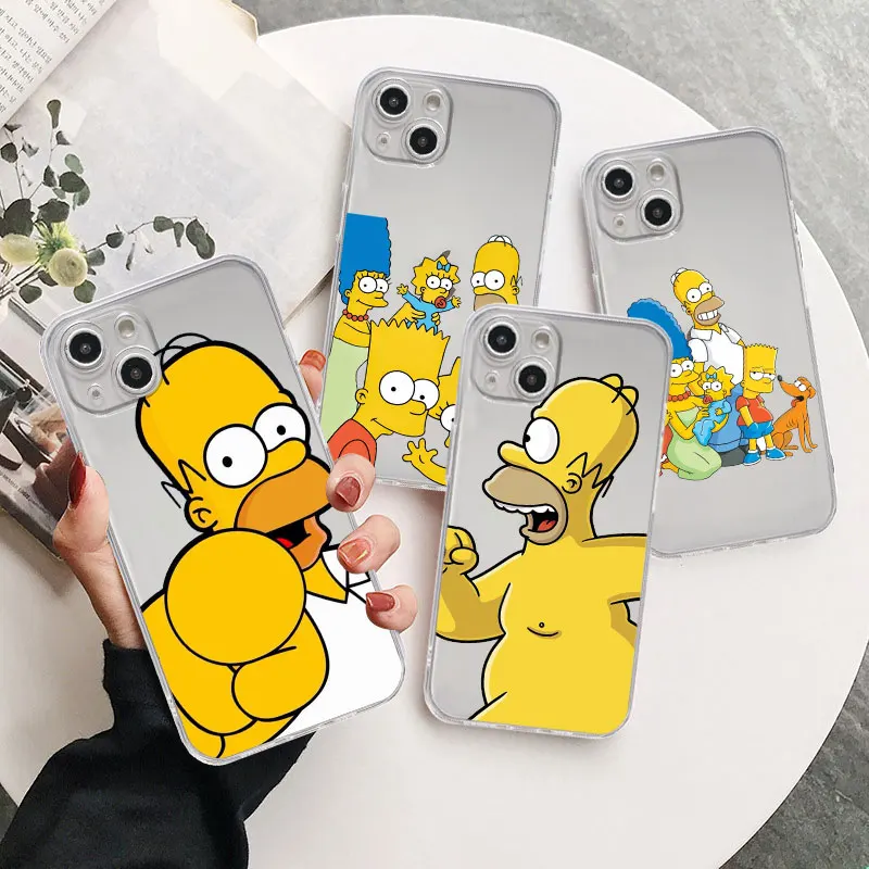 

Clear Case For Apple iPhone 14 11 13 12 Pro 7 8 Plus XR X XS Max 6 6S 13Pro Silicone Phone Cover He Simpson Cartoon