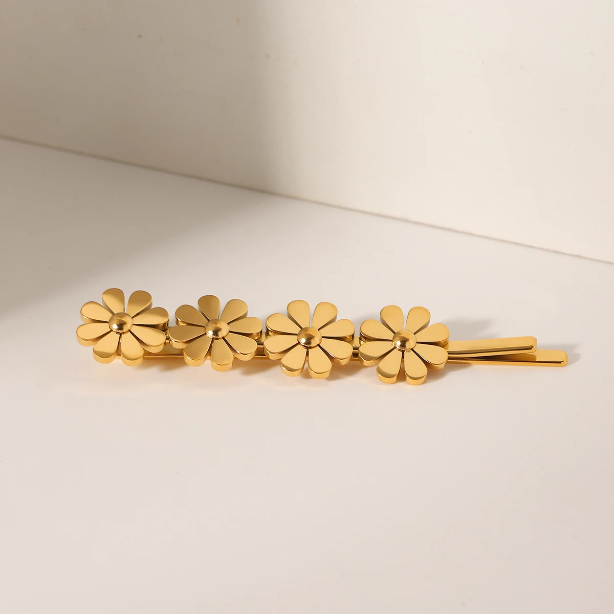 Винтажная заколка для волос с цветком ромашки из нержавеющей стали позолоченные