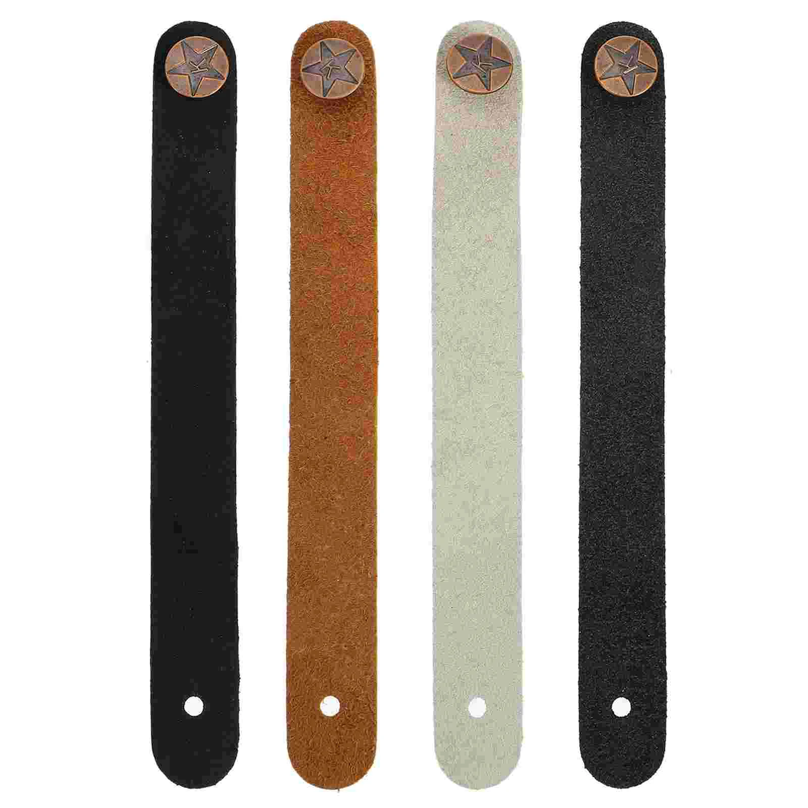 

4Pcs Leather Guitar Headstock Strap Tie Neck Strap Button Guitar Accessories