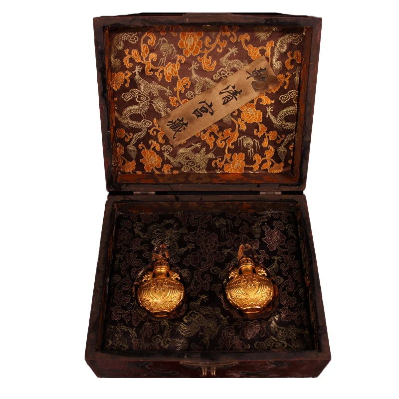 

LAOJUNLU Antique Pure Copper Gilt Palace Boxed Xiang Feng Lai Yi Snuff Bottle Home To Attract Wealth And Prosperity