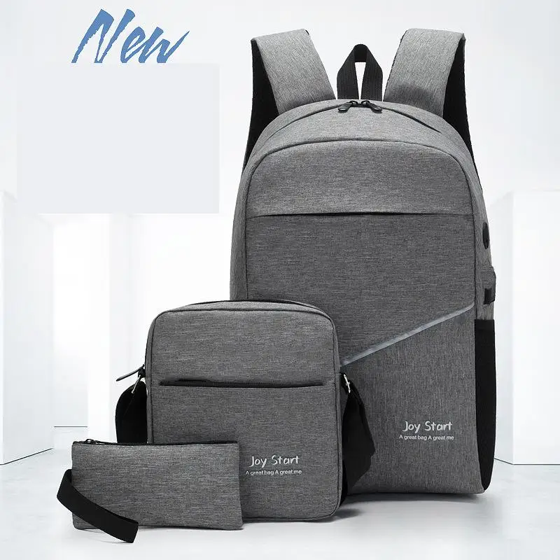 

Однотонная мужская сумка с USB-зарядкой, повседневный многофункциональный мини-рюкзак для школы, 3 набора, книжные сумки, 3 шт., модные сумки дл...