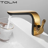 tolm brass black white bathroom basin faucet deck mount basin faucet hot cold mixer crane single lever chrome gold basin faucet