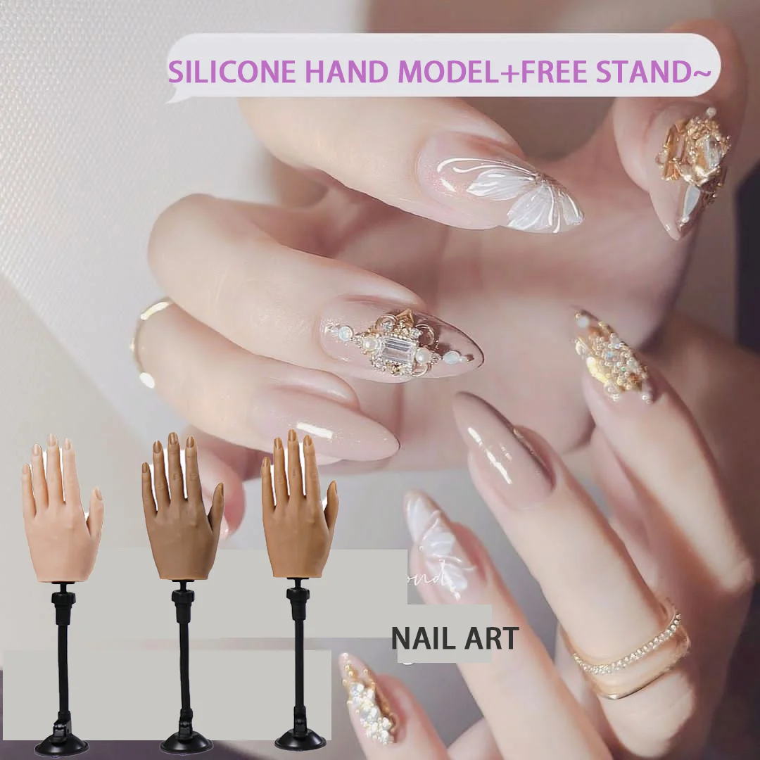 

Practice Hand for Acrylic Nails Mannequin with Flexible Finger Adjustment for Jewelry Display Model with Tips