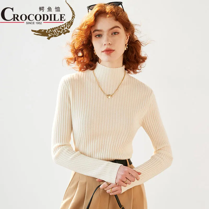 

Crocodile 2022 Cashmere Pullover Knitted Sweater Autumn Winter Clothese Turtleneck Solid Colorful Soft Warm Jumper Women Sweater