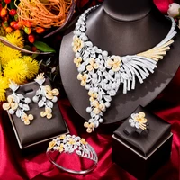 soramoore new luxury gorgeous 4pcs bridal pearls cz necklace bangle earrings ring jewelry sets for women wedding high quality