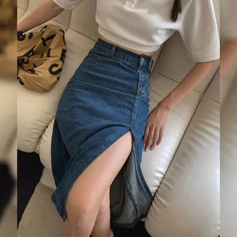 

Юбка-миди женская с разрезом по бокам, с завышенной талией